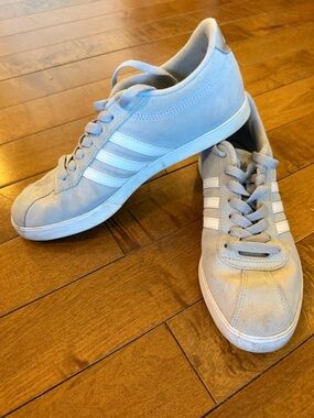 Women’s Adidas Gray Suede Courtset Sneakers - Size 8.5